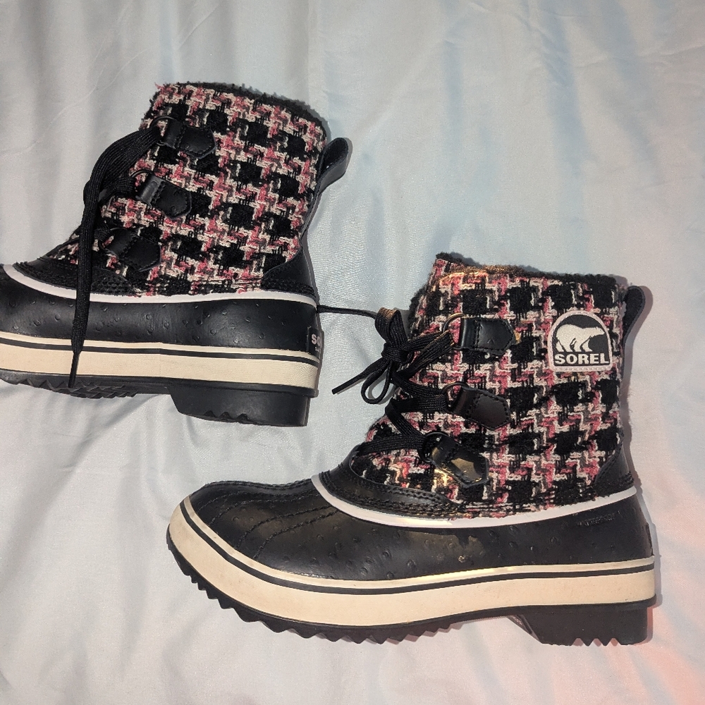 Sorel NL1634-673 Tivoli Tweed Plaid Insulated Waterproof Snow Boots Women's 8